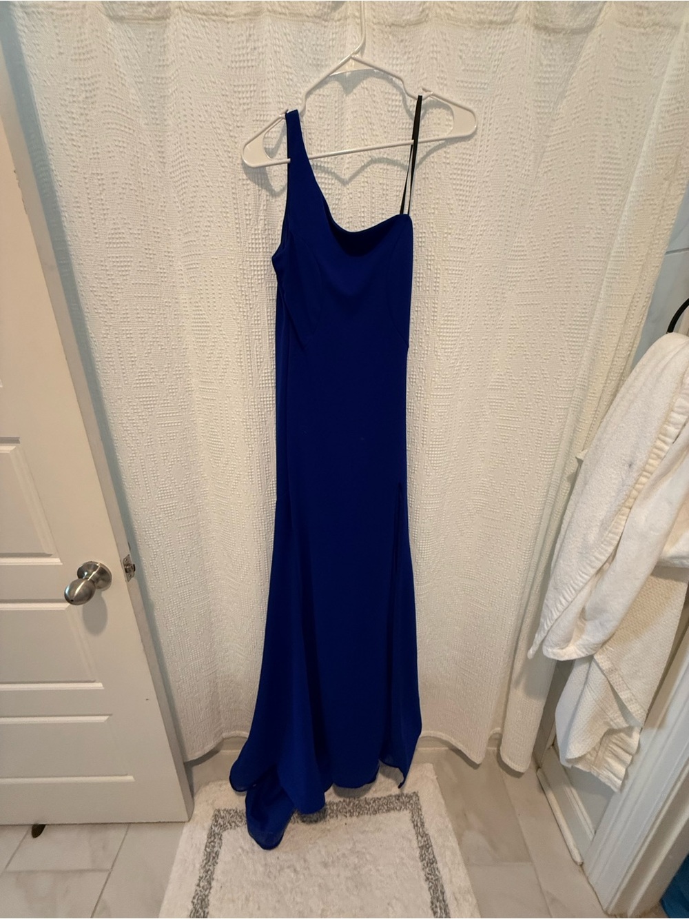Women's Royal Blue Asymmetrical Strap Maxi Dress